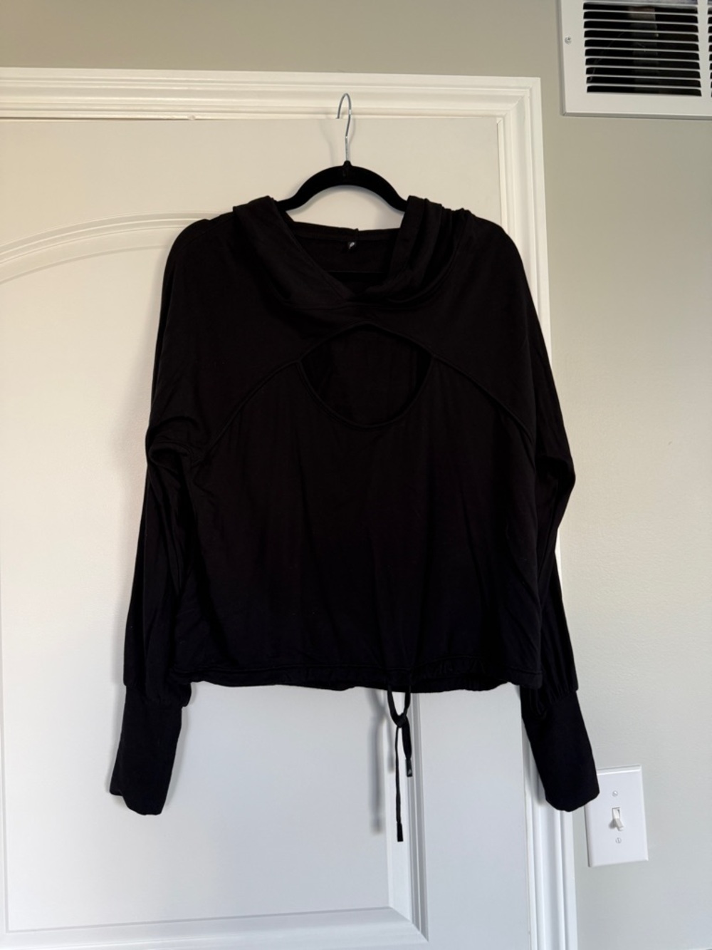 P'tula Black Long-Sleeve Hoodie with Back Cutout